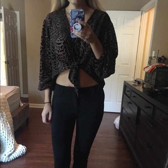 Free People Tops - Like New Free People Leopard Tie Blouse XS